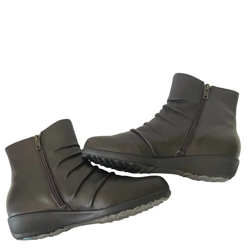 Drew Cologne Leather Ankle Boots Dark Brown Size 7M